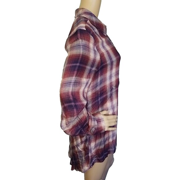 Liverpool Shirt Blouse Womens Medium Purple Plaid Button Up Long Sleeves      T3 - Picture 2 of 11
